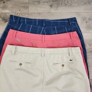 Lot Of 3 Mens‎ Golf shorts Vineyard Vines Under Armour Puma Size 36 Blue Pink